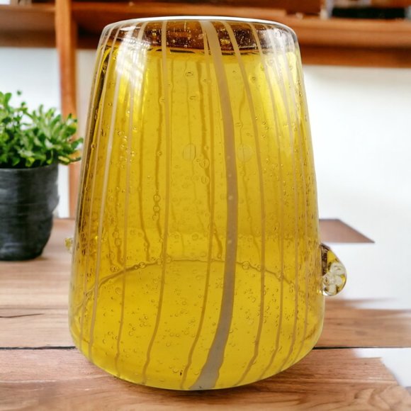 Murano Italian Ice Bin Venini for Disaronno, Handblown Art Glass, Amber & White - Picture 11 of 12